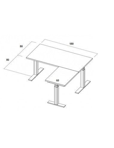 Table électrique d'angle assis-debout - 180x160x80x60