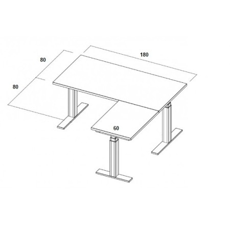 Table électrique d'angle assis-debout - 180x160x80x60