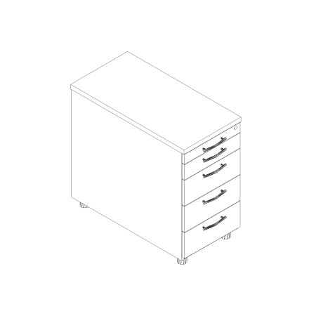 Caisson fixe 4 tiroirs et 1 tirette P. 80cm - KRT74 de MDD