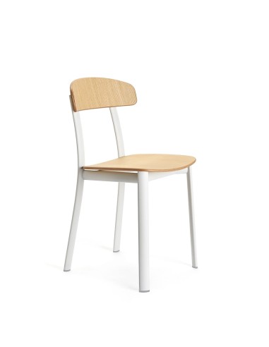 chaise en bois naturel avec structure métal