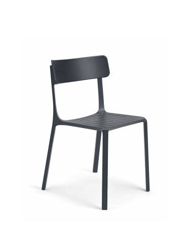 Chaise Ruelle en aluminium avec dossier plastique noir - minimaliste restauration