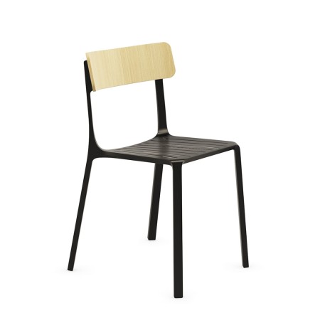 Ruelle Veranda – Chaise de café design en métal avec dossier plastique, idéale pour les vérandas et terrasses couvertes