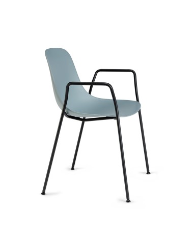 Chaise design Pure Loop Mono avec accoudoirs – coque bleue et pieds noirs