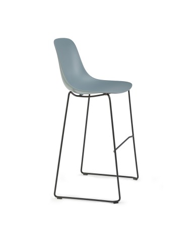 Tabouret design haut PURE LOOP MONO en métal et plastique recyclé bleu