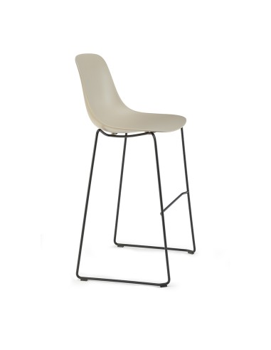 tabouret haut pour bar Pure Loop Mono - coque plastique beige et pieds métal noir