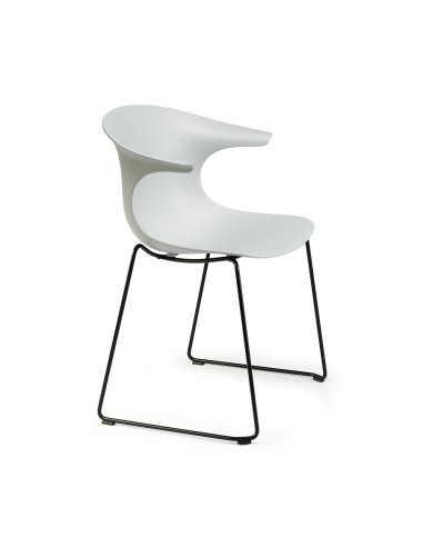 chaise design avec pieds traîneau en acier - Loop Mono blanche