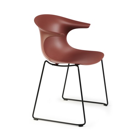 chaise légère et élégante pour bureau - plastique rouge et acier teint Loop Mono