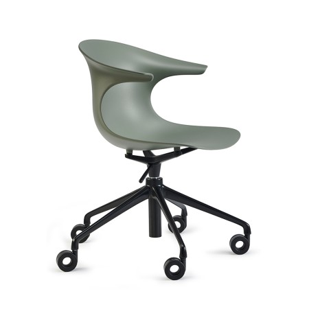 fauteuil pivotant avec base étoile mobile en aluminium Loop mono vert