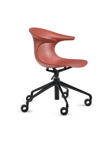 chaise de bureau avec roulettes design rouge Loop mono