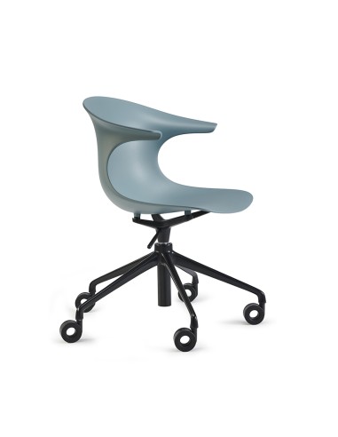 chaise design sur roulettes pied étoile Loop mono en bleu