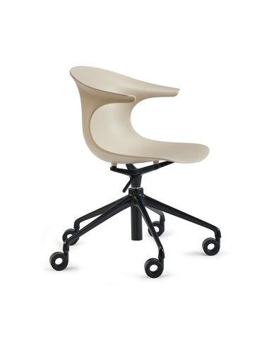 	fauteuil de coworking sur roulettes blanc cassé - Loop Mono