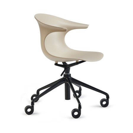 	fauteuil de coworking sur roulettes blanc cassé - Loop Mono