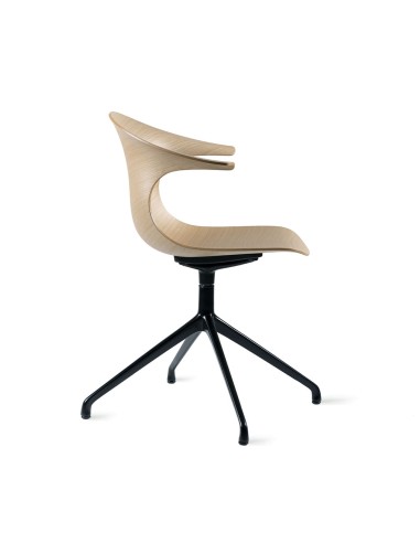 Chaise en bois clair conférence de biais pieds étoile - Loop 3D Wood