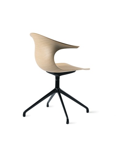 Chaise en bois clair conférence pieds étoile de dos - Loop 3D Wood