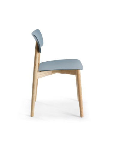 Chaise Eastwood - salle de restauration - bois et plastique moderne curvé en bleu