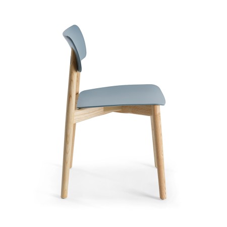 Chaise Eastwood - salle de restauration - bois et plastique moderne curvé en bleu