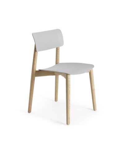 Chaise Eastwood - assise plastique gris - bois et plastique curvé