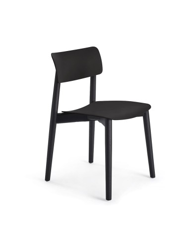 Chaise Eastwood - design noir et moderne - bois et plastique curvé