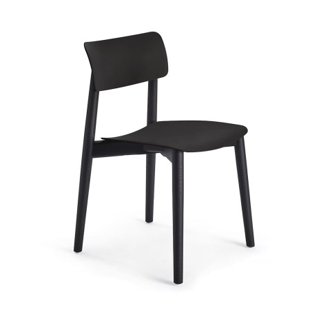 Chaise Eastwood - design noir et moderne - bois et plastique curvé