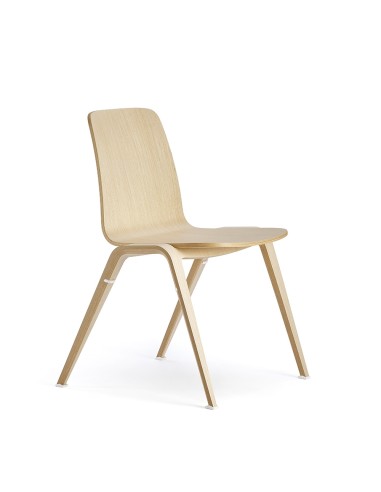 Chaise empilable en bois de chêne naturel Woodstock – 4 pieds, design minimaliste