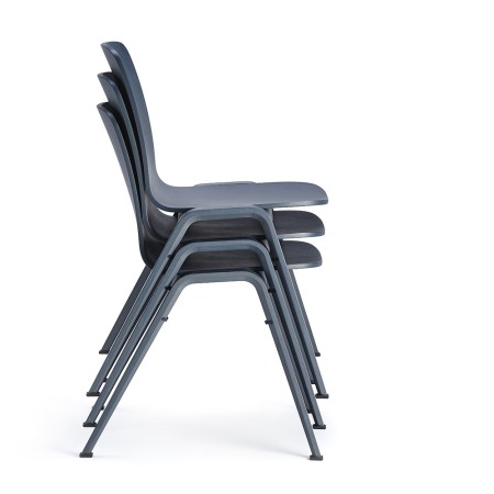 Chaises empilables en bois de chêne teinté gris basalte Woodstock