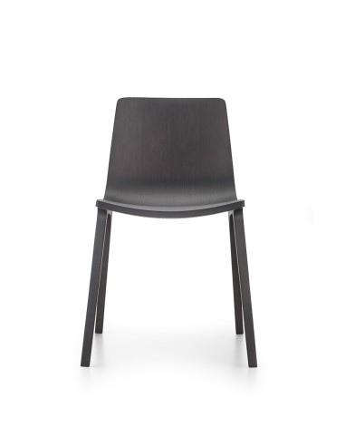 Chaise en bois de chêne teinté noir design SEAME 4 pieds 