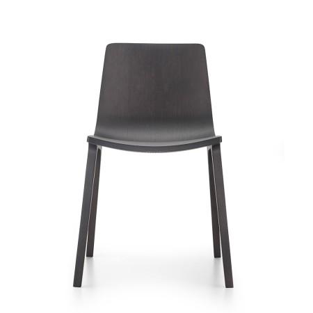 Chaise en bois de chêne teinté noir design SEAME 4 pieds 