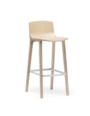 Tabouret haut de bois pour bar en chêne massif coloris clair - Seame 