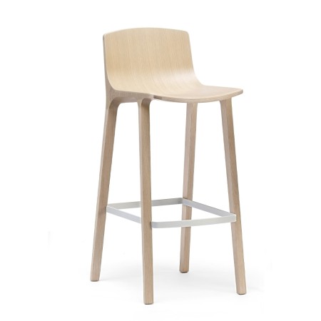 Tabouret haut de bois pour bar en chêne massif coloris clair - Seame 