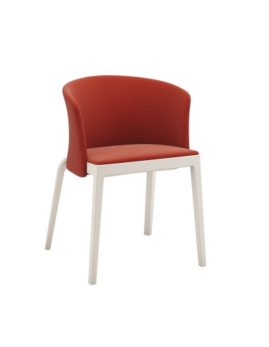 	Chaises BI modernes avec assise et dossier rembourrés en tissu rouge