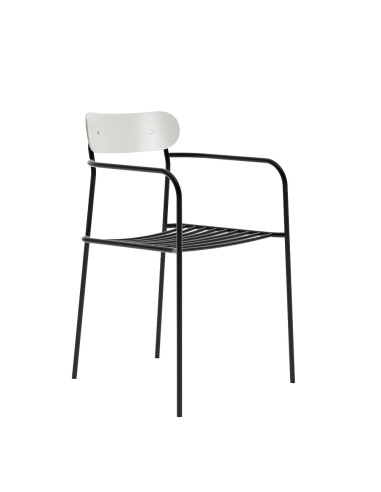 chaise extérieure uti avec accoudoirs en acier et dossier plastique