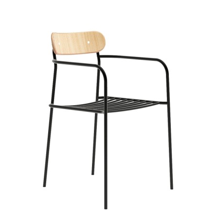 chaise uti bois avec accoudoirs pour terrasse ou restaurant