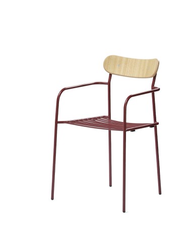 Chaise de terrasse Uti - design minimaliste acier et bois