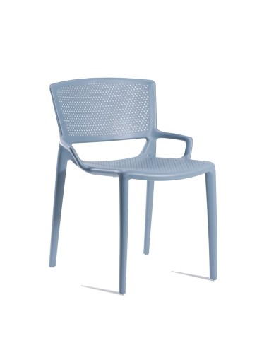 Chaise d’extérieur empilable au design ajouré en plastique bleu – Fiorellina