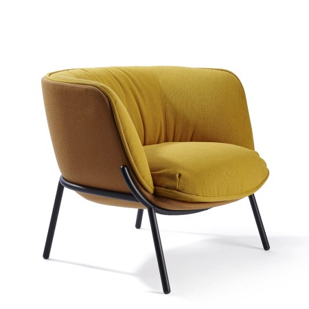 Chaise fauteuil pour salle d'attente et accueil bicolore - tissu jaune - Bombom