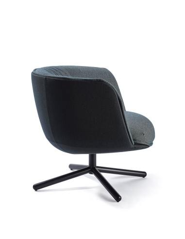 Fauteuil Bombom 4 branches en tissu gris intérieur et noir extérieur