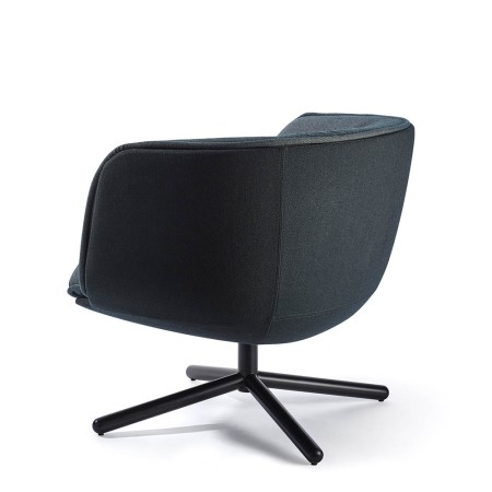 Dos Fauteuil Bombom base étoile en tissu noir pieds acier –  moderne
