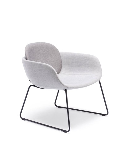 Fauteuil lounge d'accueil pour réunion en tissu gris - PEB sled low back