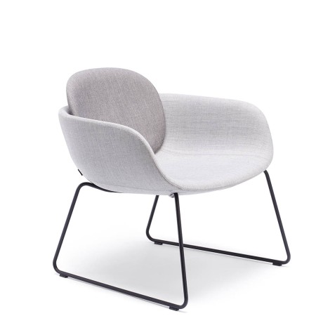 Fauteuil lounge d'accueil pour réunion en tissu gris - PEB sled low back