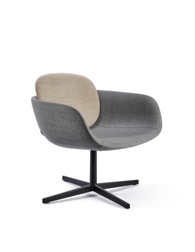 Fauteuil Peb Low Back bicolore gris et beige avec base 4 branches noire