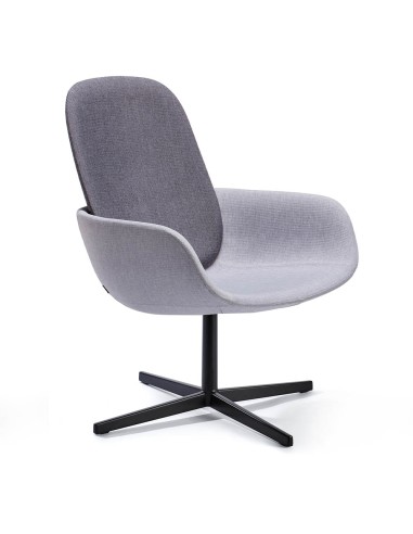 Fauteuil Peb High Back tissu noir et gris, piètement fixe 4 branches en acier noir