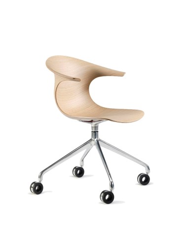 Chaise réunion 4 pieds étoile sur roulettes - Loop 3D Wood