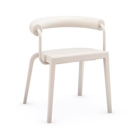 Chaise BI 20’s design blanc cassé en plastique avec dossier arrondi 