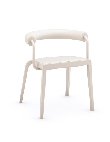 Chaise BI 20’s design blanc cassé en plastique avec dossier arrondi 