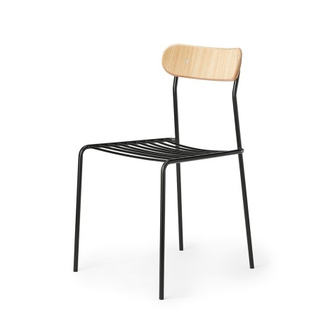 Chaise Uti avec dossier en bois et structure en acier  2