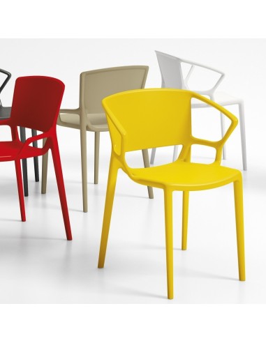 Chaise avec accoudoirs - dossier plein - extérieur empilable 