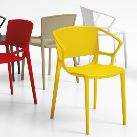 Chaise avec accoudoirs - dossier plein - extérieur empilable 