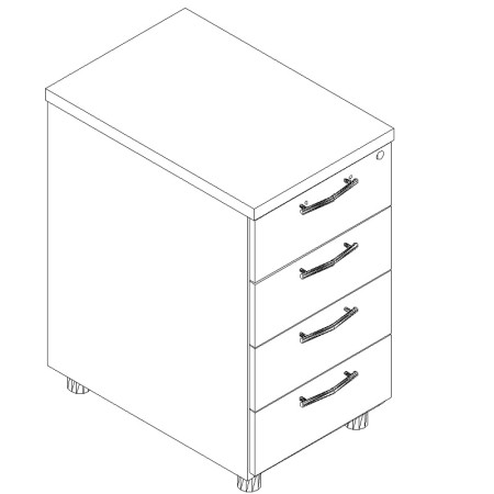 Caisson fixe 4 tiroirs P. 80cm - KKT74 - MDD