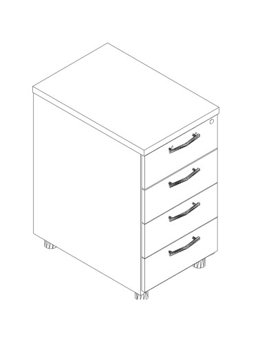 Caisson de bureau fixe avec 2 tiroirs et 1 dossiers suspendus - KDT73