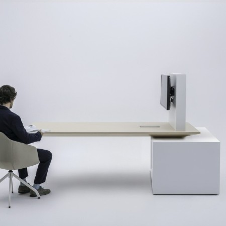 Table réunion design assis-debout avec écran - Gravity - GAV10